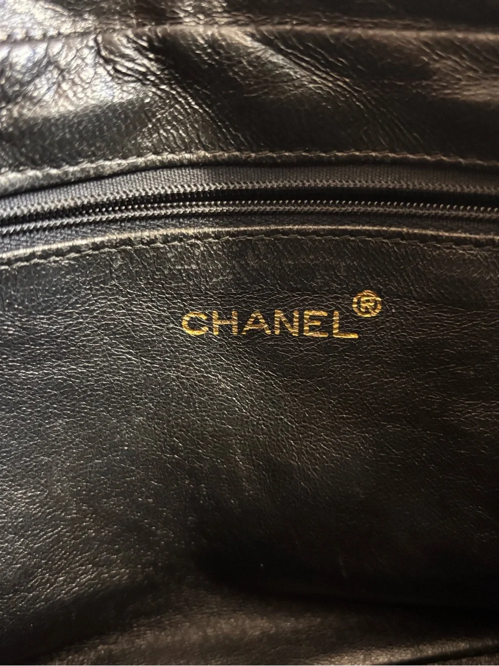 Authentic CHANEL vintage black lambskin tassel camera bag
